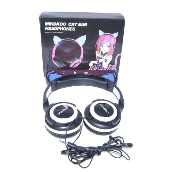 Cat Ear Headphones Led Light Up 2 Modes Blue Girls - Wired Tested - Picture 1 of 6